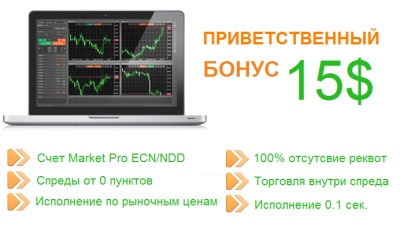 Бездепозитный бонус 15$ "Приветственный"